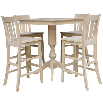 International Concepts - (Set of 5 Pcs)36X36 Square Top Ped Table with 4 Bar Height Stools - K-3636TP-11B-S103-4 veiw 1