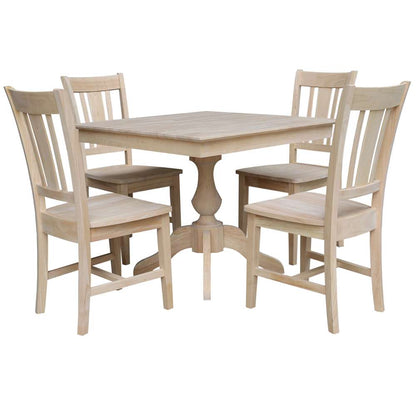 International Concepts - (Set of 5 Pcs)36X36 Square Top Ped Table with 4 Chairs - K-3636TP-11B-C10-4 veiw 1