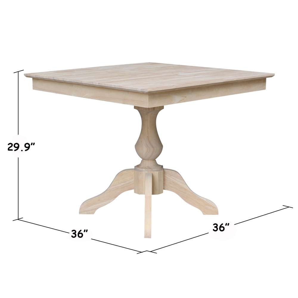 International Concepts - (Set of 5 Pcs)36X36 Square Top Ped Table with 4 Chairs - K-3636TP-11B-C10-4 veiw 2