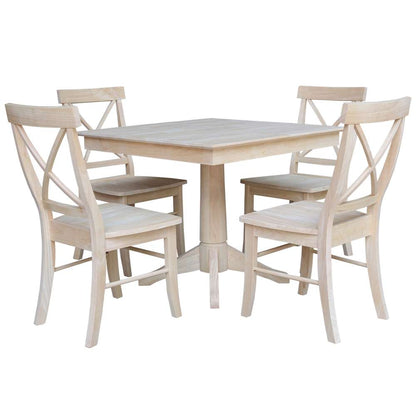International Concepts - (Set of 5 Pcs)36X36 Square Top Ped Table with 4 Chairs - K-3636TP-27B-C613-4 veiw 1