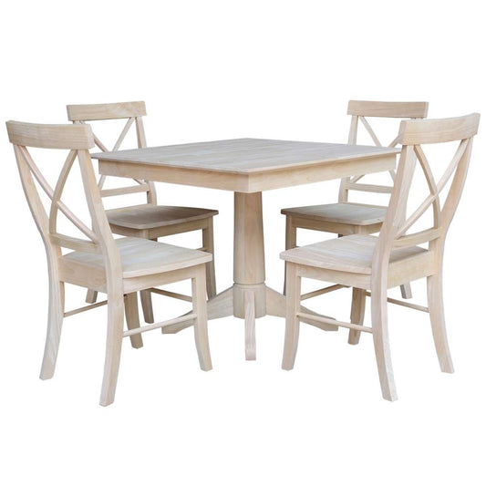 International Concepts - (Set of 5 Pcs)36X36 Square Top Ped Table with 4 Chairs - K-3636TP-27B-C613-4 veiw 1