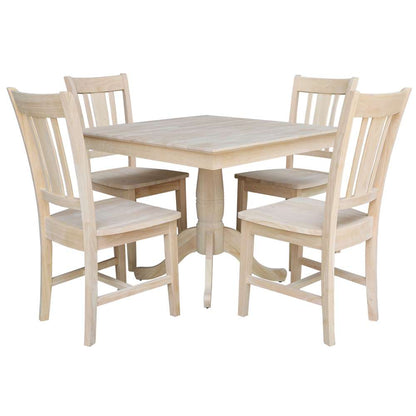 International Concepts - (Set of 5 Pcs)36X36 Square Top Ped Table with 4 Chairs - K-3636TP-C10-4 veiw 1