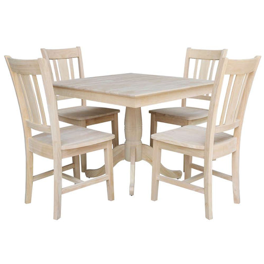 International Concepts - (Set of 5 Pcs)36X36 Square Top Ped Table with 4 Chairs - K-3636TP-C10-4 veiw 1