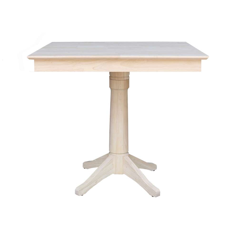 International Concepts - (Set of 5 Pcs)36X36 Square Top Ped Table with 4 Counter Height Stools - K-3636TP-27B-S102-4 veiw 3