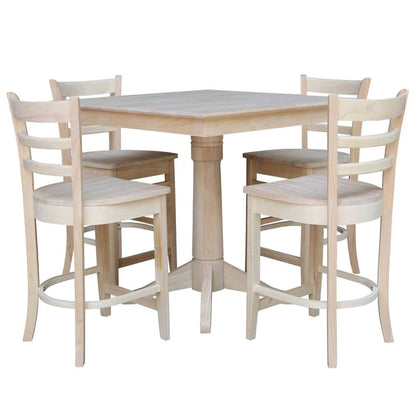 International Concepts - (Set of 5 Pcs)36X36 Square Top Ped Table with 4 Counter Height Stools - K-3636TP-27B-S6172-4 veiw 1