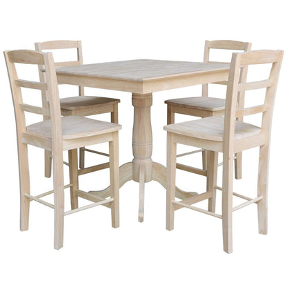 International Concepts - (Set of 5 Pcs)36X36 Square Top Ped Table with 4 Counter Height Stools - K-3636TP-6B-S402-4 veiw 1