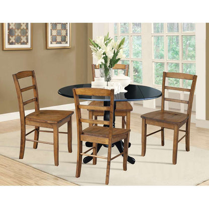 International Concepts - (Set of 5 Pcs) 42in Dual Drop Leaf Table with 4 RTA Chairs in Black Finish - K46-42DP-C59-2-4 veiw 3