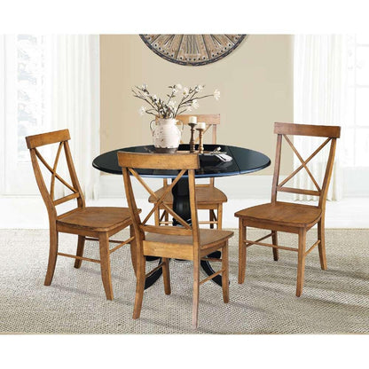 International Concepts - (Set of 5 Pcs) 42in Dual Drop Leaf Table with 4 RTA Chairs in Black Finish - K46-42DP-C59-613-4 veiw 3