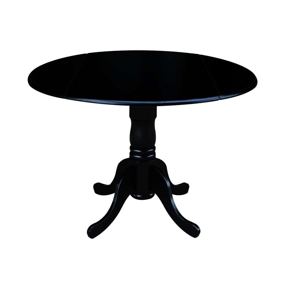 International Concepts - (Set of 5 Pcs) 42in Dual Drop Leaf Table with 4 RTA Chairs in Black Finish - K46-42DP-C613-4 veiw 4