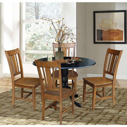 International Concepts - (Set of 5 Pcs) 42in Dual Drop Leaf Table with 4 RTA Chairs in Black Finish - K46-42DP-C59-10-4 veiw 3