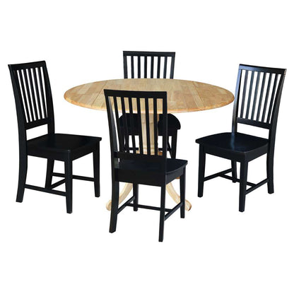 International Concepts - (Set of 5 Pcs) 42in Dual Drop Leaf Table with 4 RTA Chairs in Natural Finish - K01-42DP-C46-265-4 veiw 1