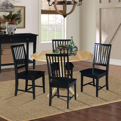 International Concepts - (Set of 5 Pcs) 42in Dual Drop Leaf Table with 4 RTA Chairs in Natural Finish - K01-42DP-C46-265-4 veiw 3