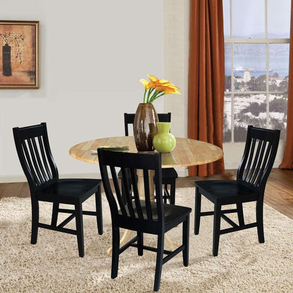 International Concepts - (Set of 5 Pcs) 42in Dual Drop Leaf Table with 4 RTA Chairs in Natural Finish - K01-42DP-C46-61-4 veiw 3