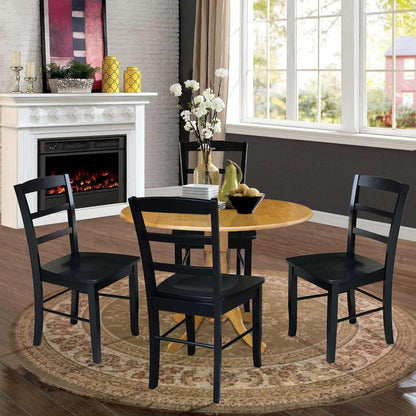 International Concepts - (Set of 5 Pcs) 42in Dual Drop Leaf Table with 4 RTA Chairs in Oak Finish - K04-42DP-C46-2-4 veiw 3