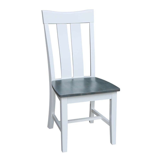 International Concepts - (Set of 5 Pcs) 42in Dual Drop Leaf Table with 4 RTA Chairs in White/Heather Gray Finish - K05-42DP-C13-4 veiw 2