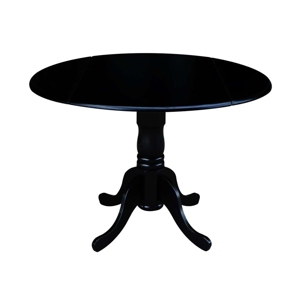 International Concepts - (Set of 5 Pcs) 42in Dual Drop Leaf Table with 4 Schoolhouse Chairs in Black Finish - K46-42DP-C61P-2 veiw 4