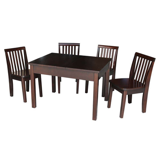 International Concepts - (Set of 5 Pcs) Table with 4 Mission Juvenile Chairs in Rich Mocha Finish in Rich Mocha Finish - K15-JT2532L-263-4 veiw 1