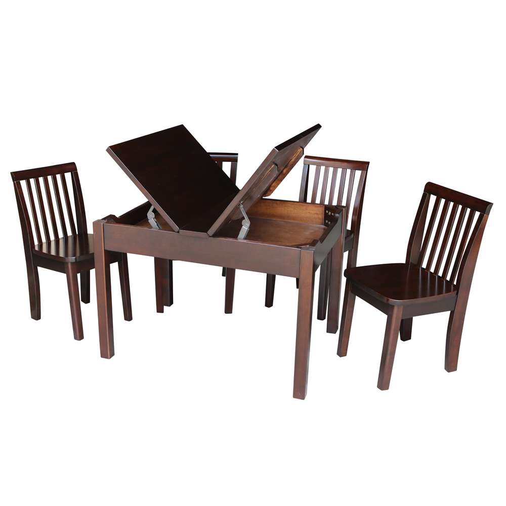 International Concepts - (Set of 5 Pcs) Table with 4 Mission Juvenile Chairs in Rich Mocha Finish in Rich Mocha Finish - K15-JT2532L-263-4 veiw 3