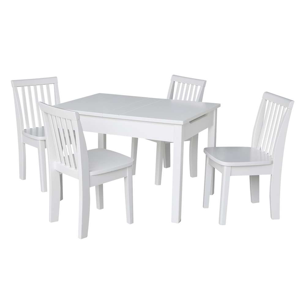 International Concepts - (Set of 5 Pcs) Table with 4 Mission Juvenile Chairs in White Finish in White Finish - K08-JT2532L-263-4 veiw 1