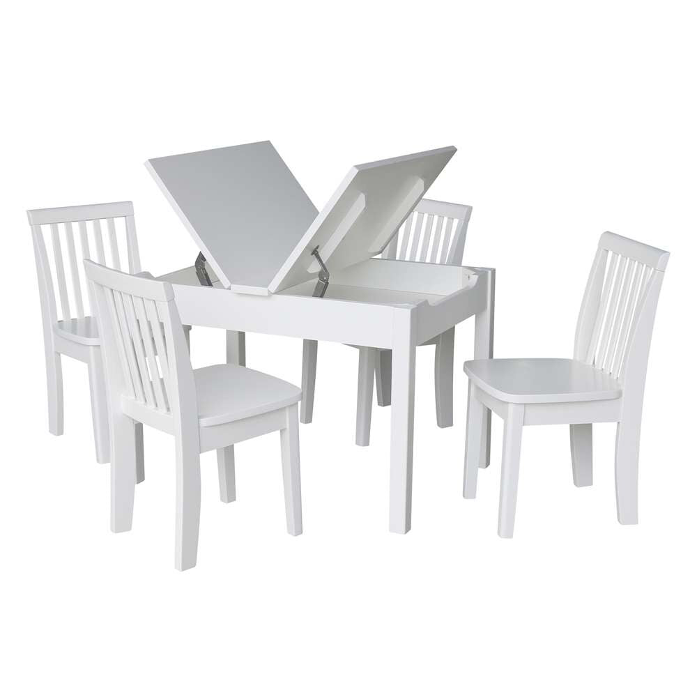 International Concepts - (Set of 5 Pcs) Table with 4 Mission Juvenile Chairs in White Finish in White Finish - K08-JT2532L-263-4 veiw 2