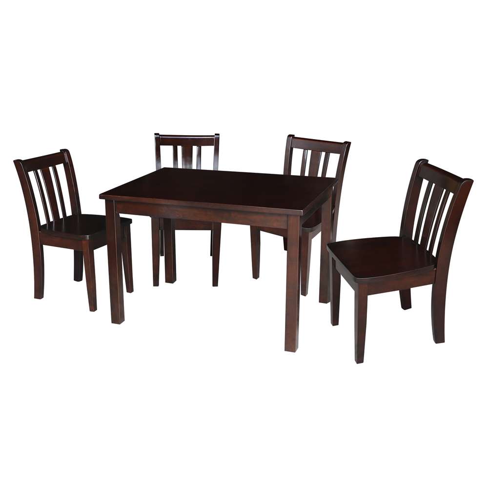 International Concepts - (Set of 5 Pcs) Table with 4 San Remo Juvenile Chairs in Rich Mocha Finish in Rich Mocha Finish - K15-2532-CC105-4 veiw 1