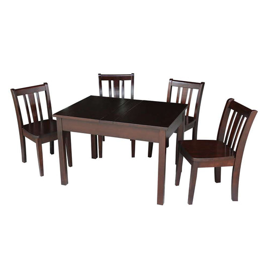 International Concepts - (Set of 5 Pcs) Table with 4 San Remo Juvenile Chairs in Rich Mocha Finish in Rich Mocha Finish - K15-JT2532L-CC105-4 veiw 1