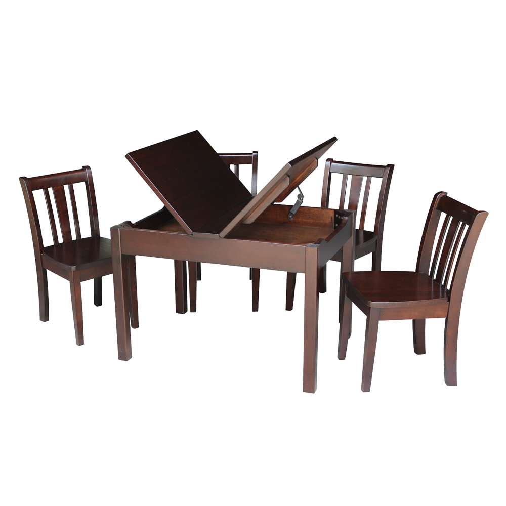 International Concepts - (Set of 5 Pcs) Table with 4 San Remo Juvenile Chairs in Rich Mocha Finish in Rich Mocha Finish - K15-JT2532L-CC105-4 veiw 3