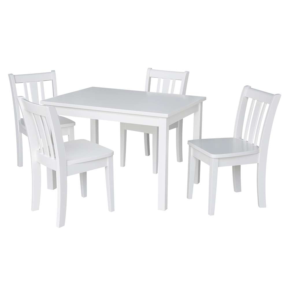 International Concepts - (Set of 5 Pcs) Table with 4 San Remo Juvenile Chairs in White Finish in White Finish - K08-2532-CC105-4 veiw 1