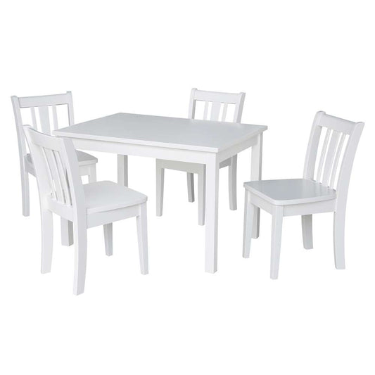 International Concepts - (Set of 5 Pcs) Table with 4 San Remo Juvenile Chairs in White Finish in White Finish - K08-2532-CC105-4 veiw 1