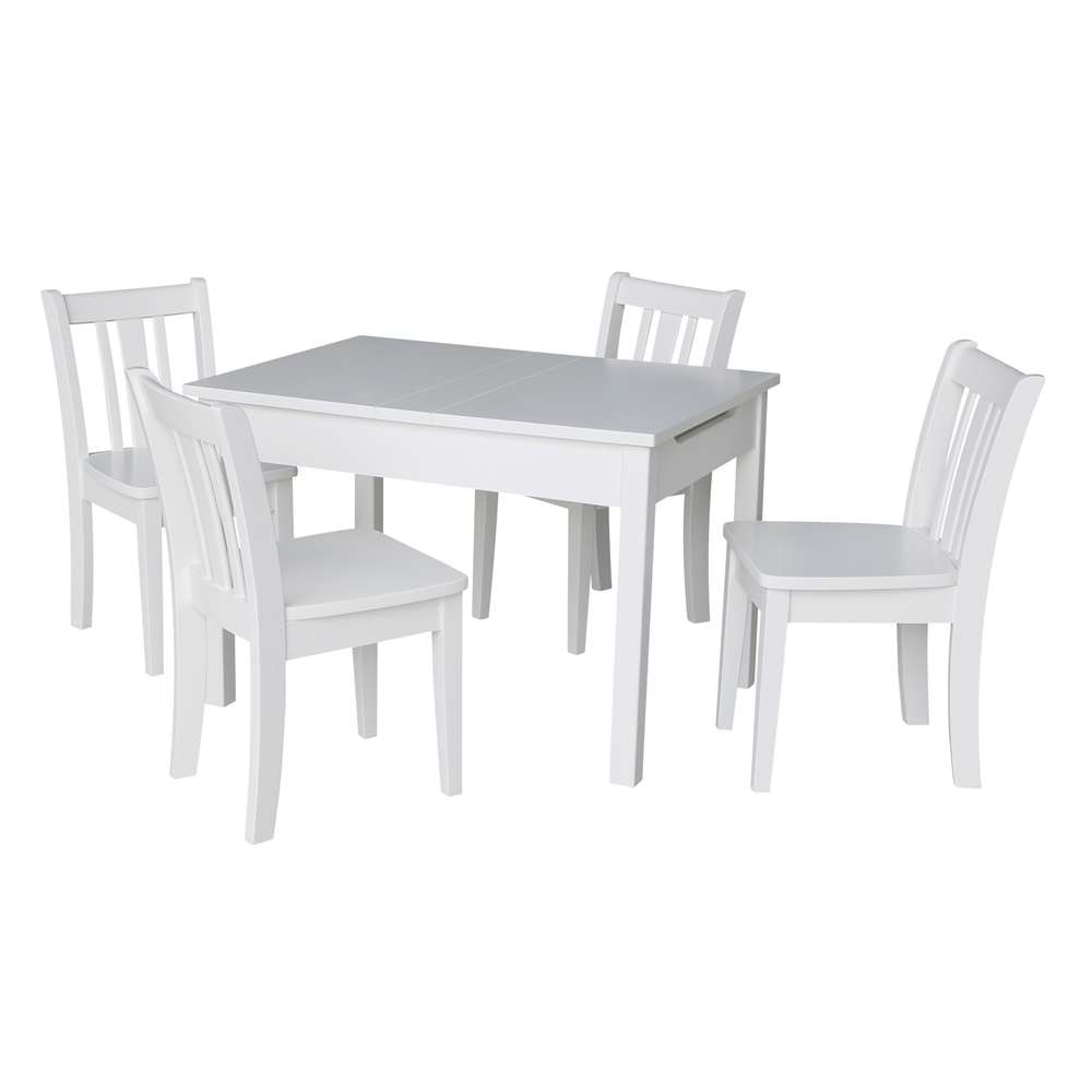 International Concepts - (Set of 5 Pcs) Table with 4 San Remo Juvenile Chairs in White Finish in White Finish - K08-JT2532L-CC105-4 veiw 1