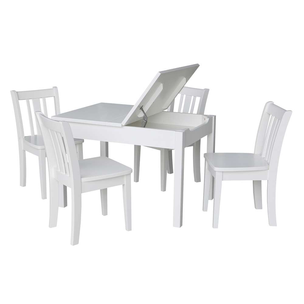 International Concepts - (Set of 5 Pcs) Table with 4 San Remo Juvenile Chairs in White Finish in White Finish - K08-JT2532L-CC105-4 veiw 2