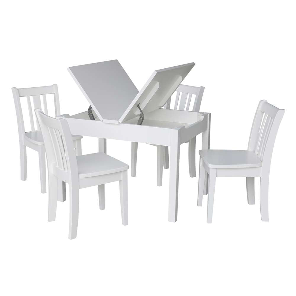 International Concepts - (Set of 5 Pcs) Table with 4 San Remo Juvenile Chairs in White Finish in White Finish - K08-JT2532L-CC105-4 veiw 3
