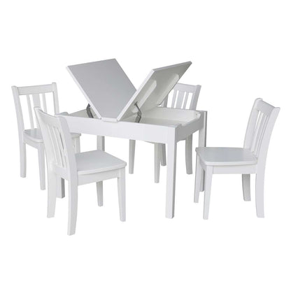 International Concepts - (Set of 5 Pcs) Table with 4 San Remo Juvenile Chairs in White Finish in White Finish - K08-JT2532L-CC105-4 veiw 3