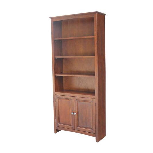 International Concepts - Shaker Bookcase - 72inH with 2 Lower Doors in Espresso Finish in Espresso Finish - K581-SH-3227A-SH-322D veiw 1