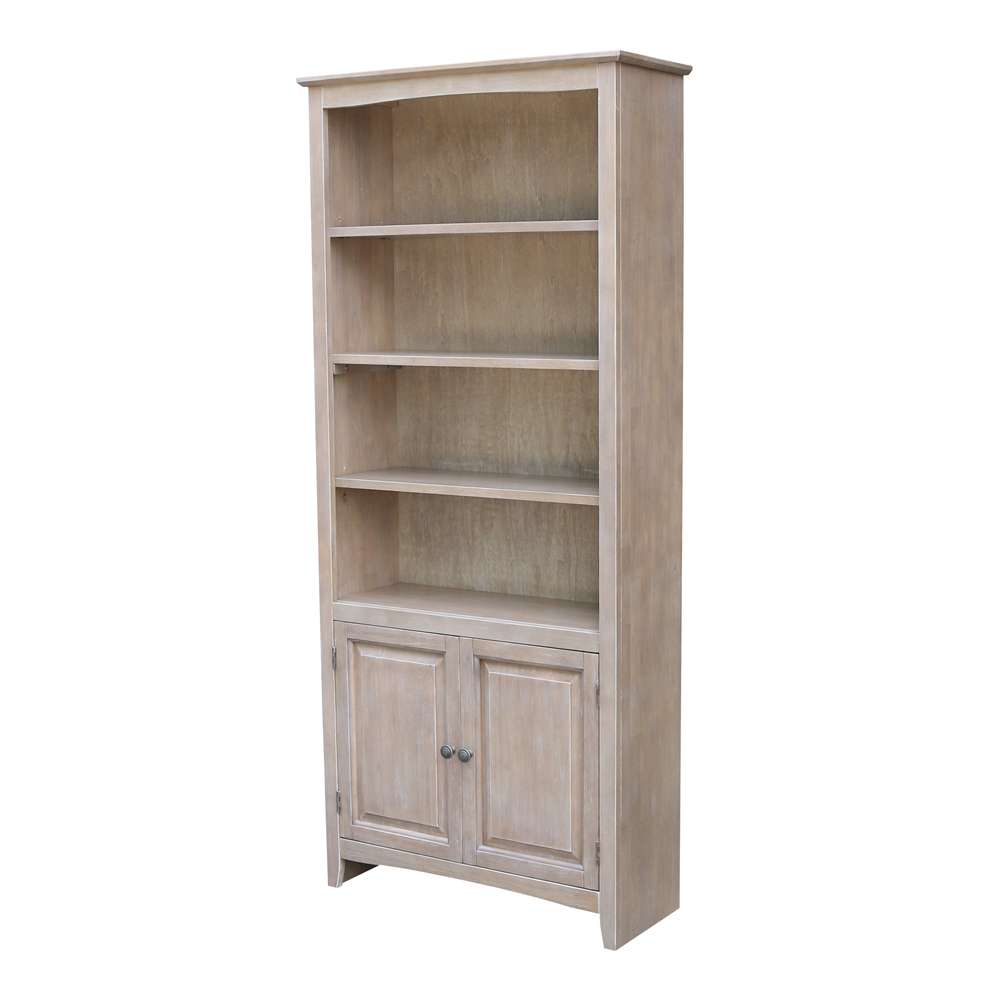 International Concepts - Shaker Bookcase - 72inH with 2 Lower Doors in Washed Gray Taupe Finish in Washed Gray Taupe Finish - K09-SH-3227A-SH-322D veiw 1