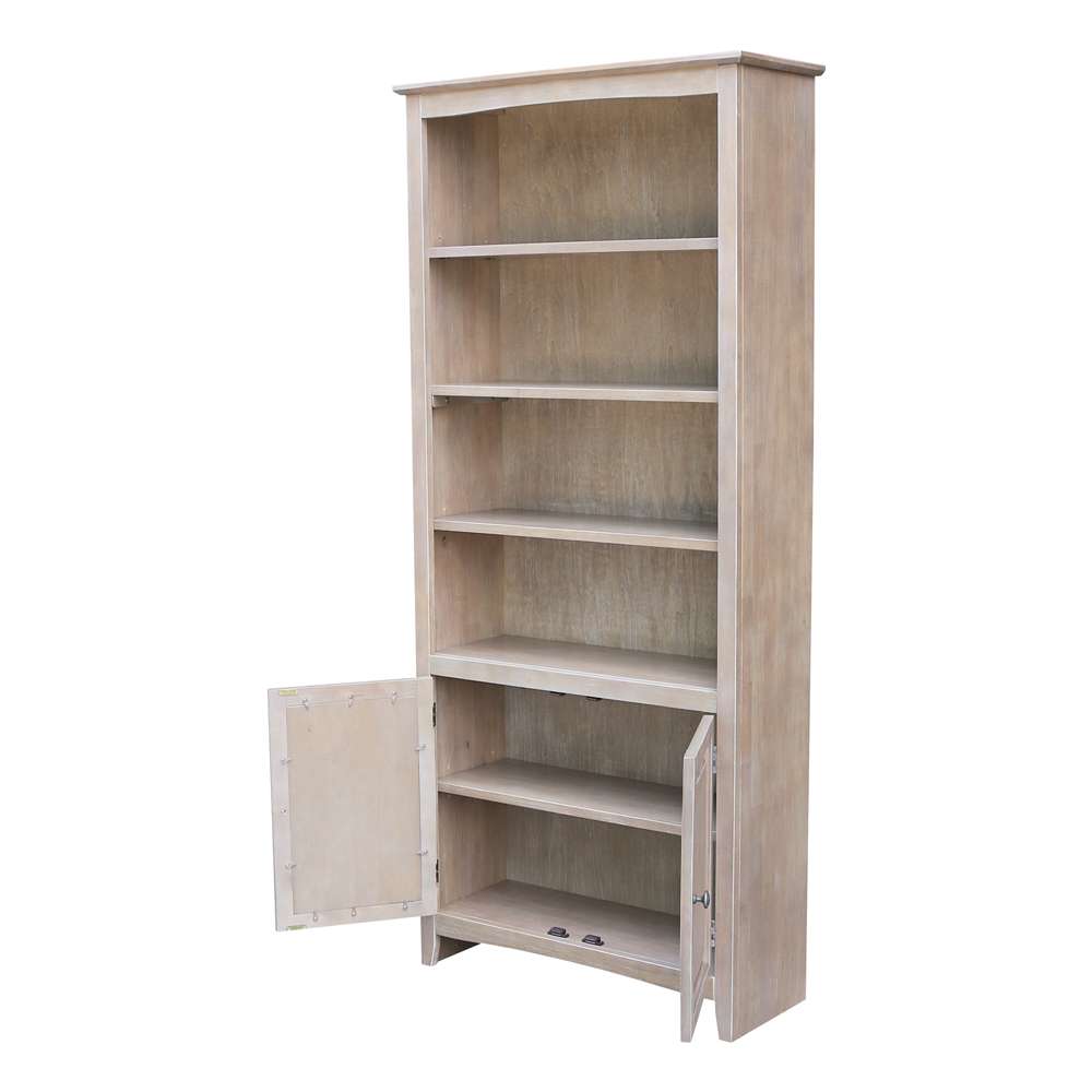 International Concepts - Shaker Bookcase - 72inH with 2 Lower Doors in Washed Gray Taupe Finish in Washed Gray Taupe Finish - K09-SH-3227A-SH-322D veiw 4