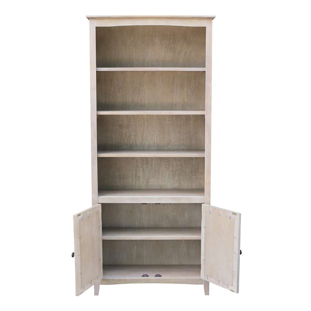 International Concepts - Shaker Bookcase - 72inH with 2 Lower Doors in Washed Gray Taupe Finish in Washed Gray Taupe Finish - K09-SH-3227A-SH-322D veiw 6