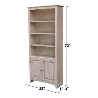 International Concepts - Shaker Bookcase - 72inH with 2 Lower Doors in Washed Gray Taupe Finish in Washed Gray Taupe Finish - K09-SH-3227A-SH-322D veiw 7