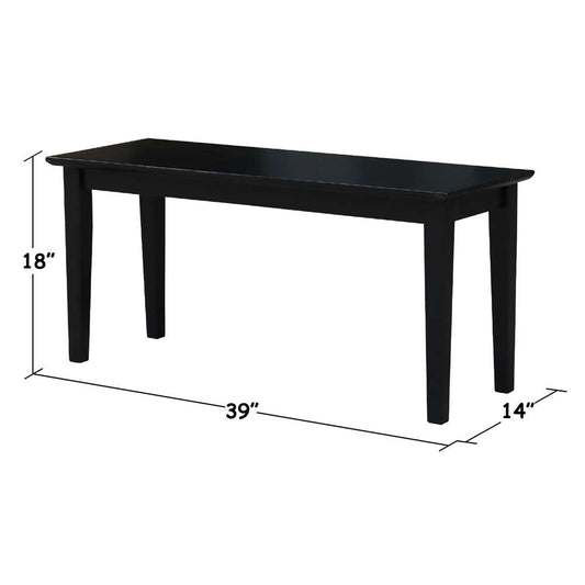 International Concepts - Shaker Styled Bench (RTA) in Black Finish - BE46-39 veiw 2