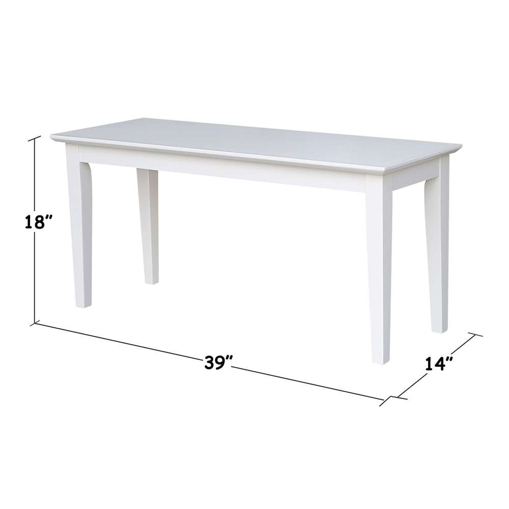 International Concepts - Shaker Styled Bench (RTA) in White Finish - BE08-39 veiw 2