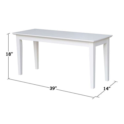 International Concepts - Shaker Styled Bench (RTA) in White Finish - BE08-39 veiw 2