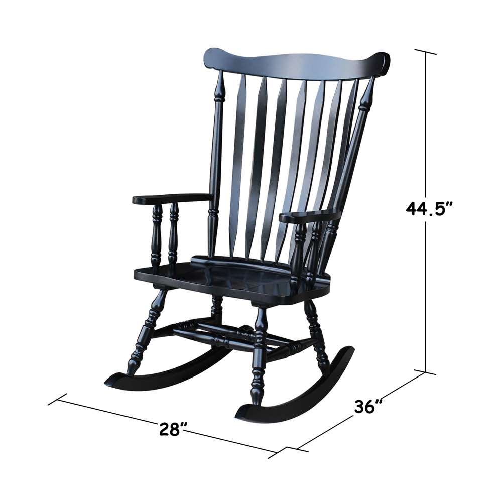 International Concepts - Solid Wood Rocker (RTA) in Antique Black Finish - R37-120 veiw 3