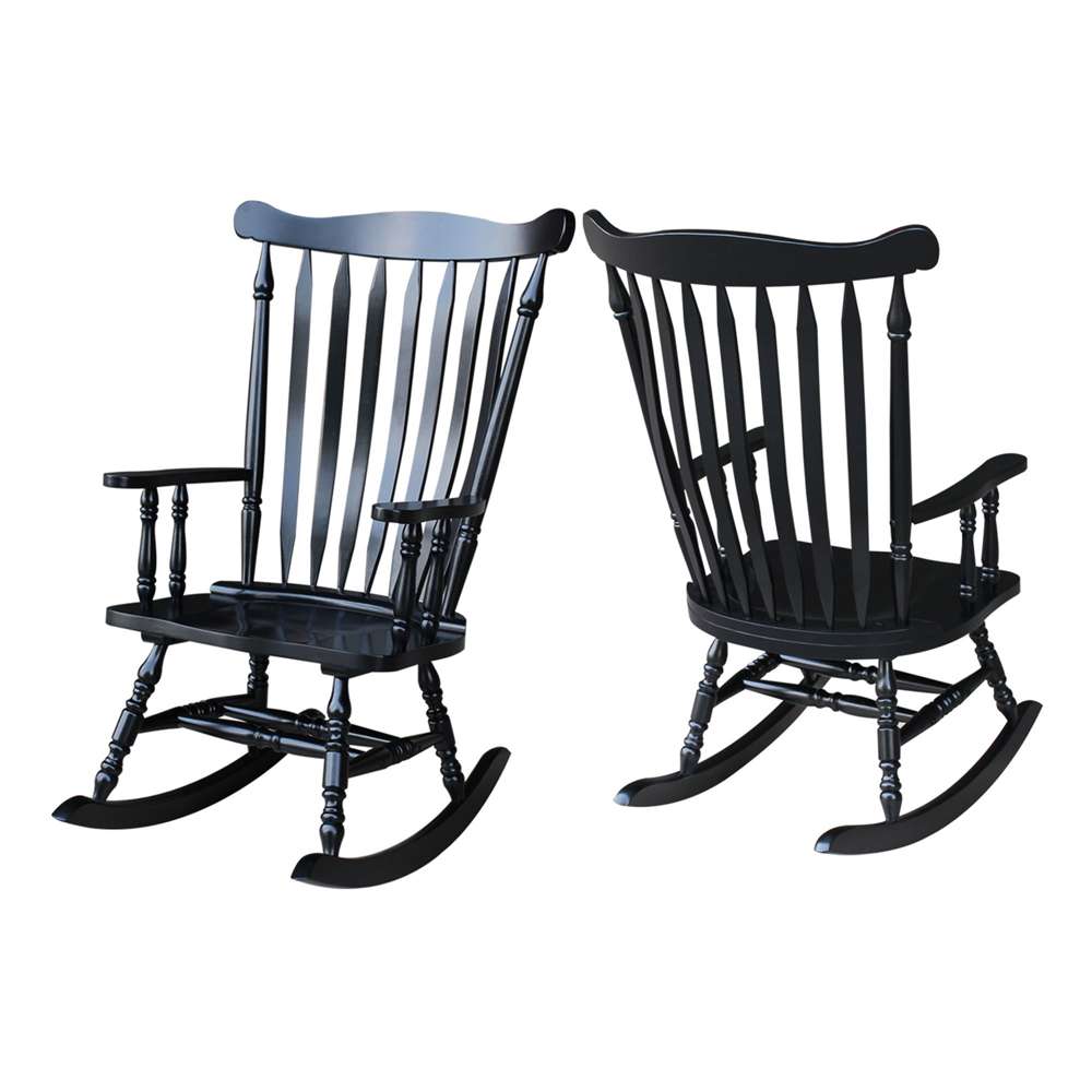 International Concepts - Solid Wood Rocker (RTA) in Antique Black Finish - R37-120 veiw 5