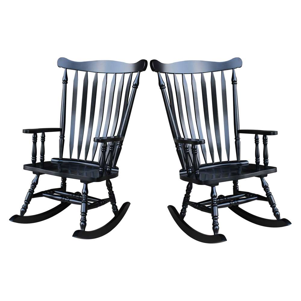 International Concepts - Solid Wood Rocker (RTA) in Antique Black Finish - R37-120 veiw 8