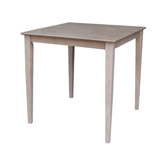 International Concepts - Solid Wood Top Table - Counter Height - Shaker Legs in Washed Gray Taupe Finish - K09-3636-36S veiw 1