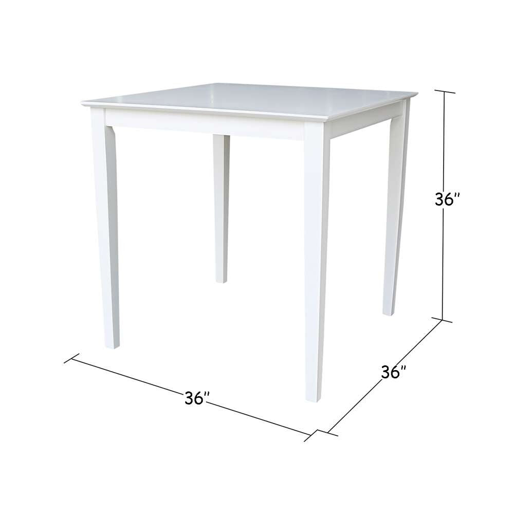 International Concepts - Solid Wood Top Table - Counter Height - Shaker Legs in White Finish - K08-3636-36S veiw 2