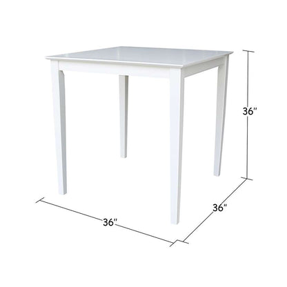 International Concepts - Solid Wood Top Table - Counter Height - Shaker Legs in White Finish - K08-3636-36S veiw 2