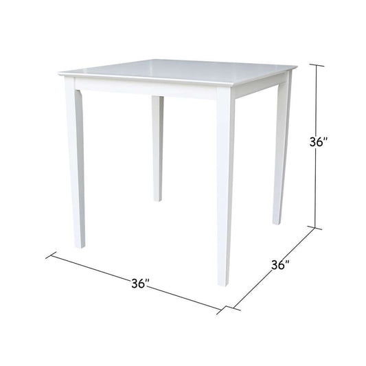 International Concepts - Solid Wood Top Table - Counter Height - Shaker Legs in White Finish - K08-3636-36S veiw 2