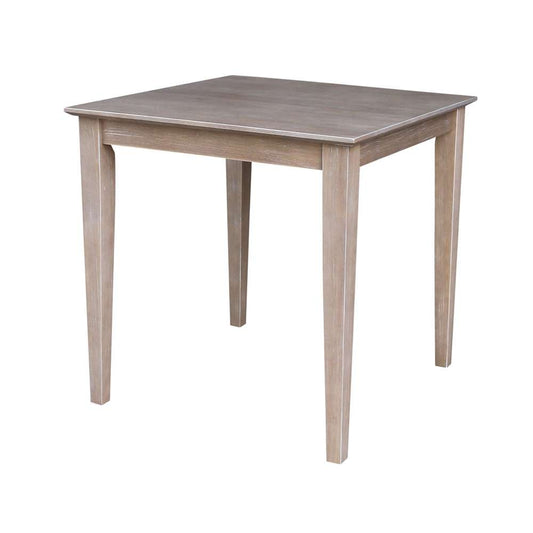 International Concepts - Solid Wood Top Table - Dining Height - Shaker Legs in Washed Gray Taupe Finish - K09-3030-30S veiw 1