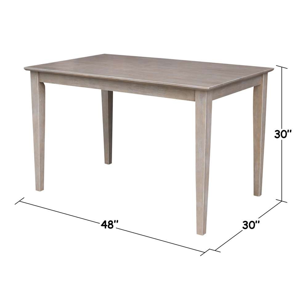 International Concepts - Solid Wood Top Table - Dining Height - Shaker Legs in Washed Gray Taupe Finish - K09-3048-30S veiw 2